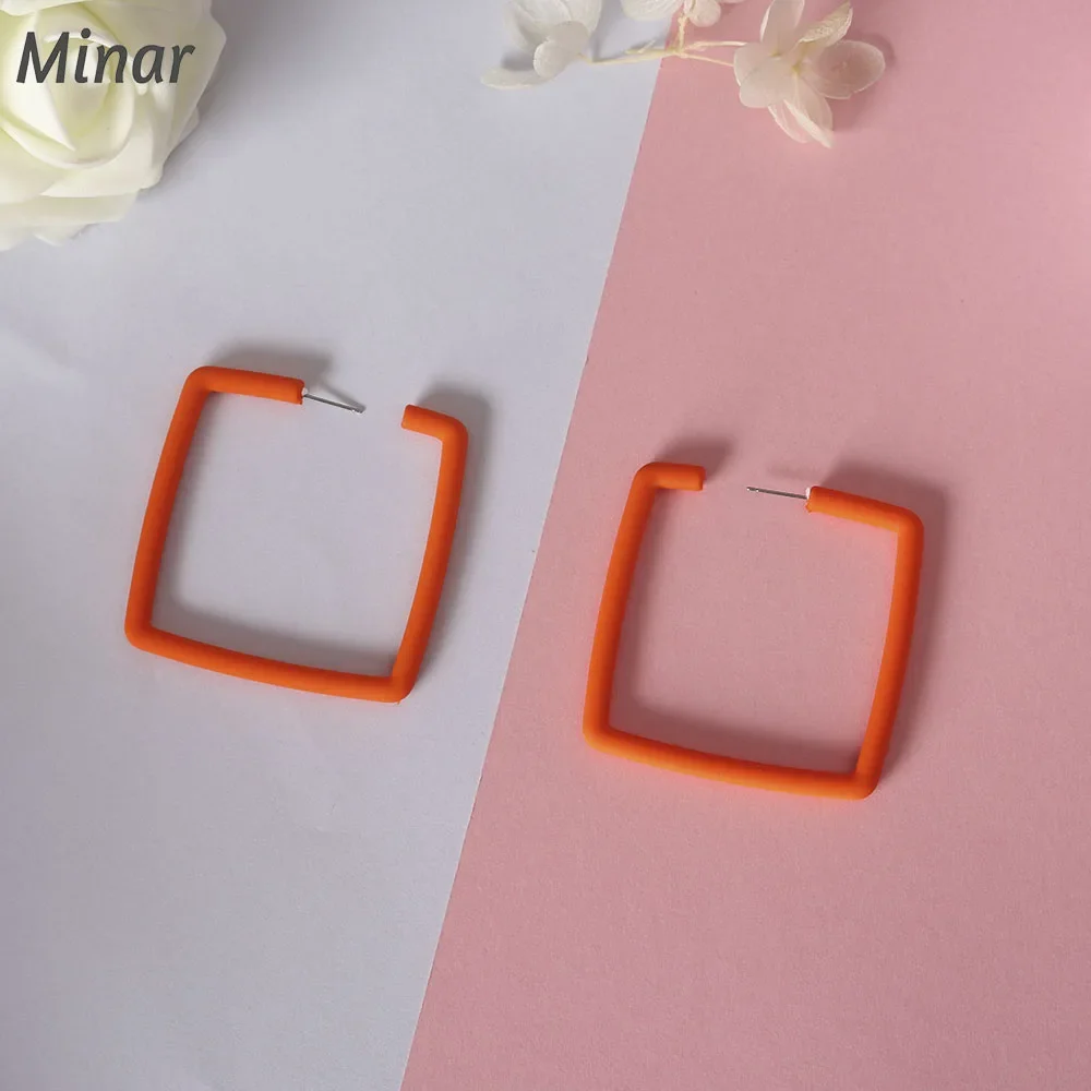 Geometric Earrings Acrylic Square Earrings For Women Open Hollow Square Big Earrings Orange Stud Earrings Women Party Jewelry