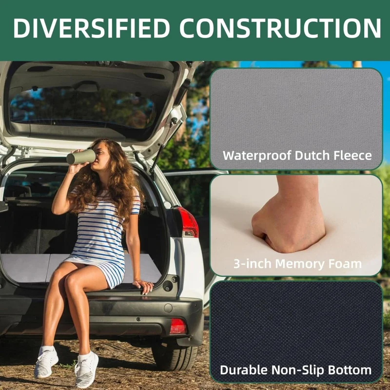 مرتبة تخييم من إسفنج الذاكرة قابلة للطي وسرير مقاوم للماء مع غطاء غبار وسادة نوم محمولة للسفر في خيمة الشاحنة #4