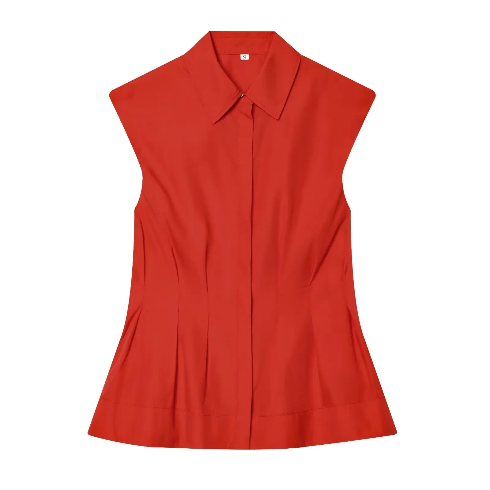 2026 Woman Fashion CAsual Slim White Solid Botttoms Spring New Fashionable and Versatile Sleeveless Pleated Shirt