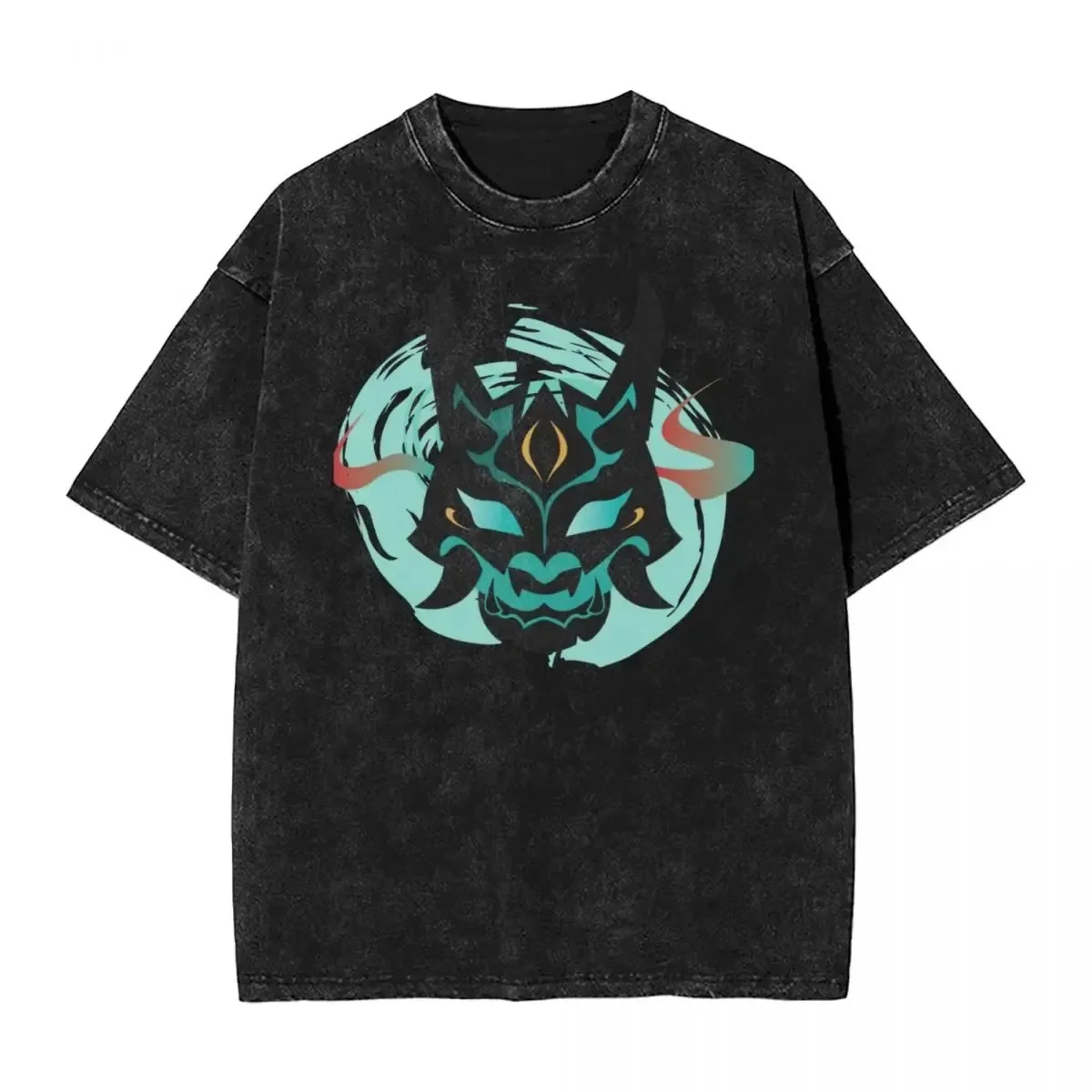 Washed T Shirt Genshin Impact Xiao Yaksha Hip Hop Cool T-Shirt Oversize Streetwear Short Sleeve Summer Tops Tees Men Women