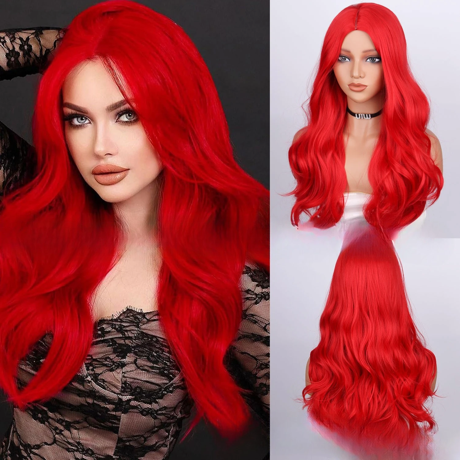 

European and American women with long wavy curly hair festive style dress up wig headgear
