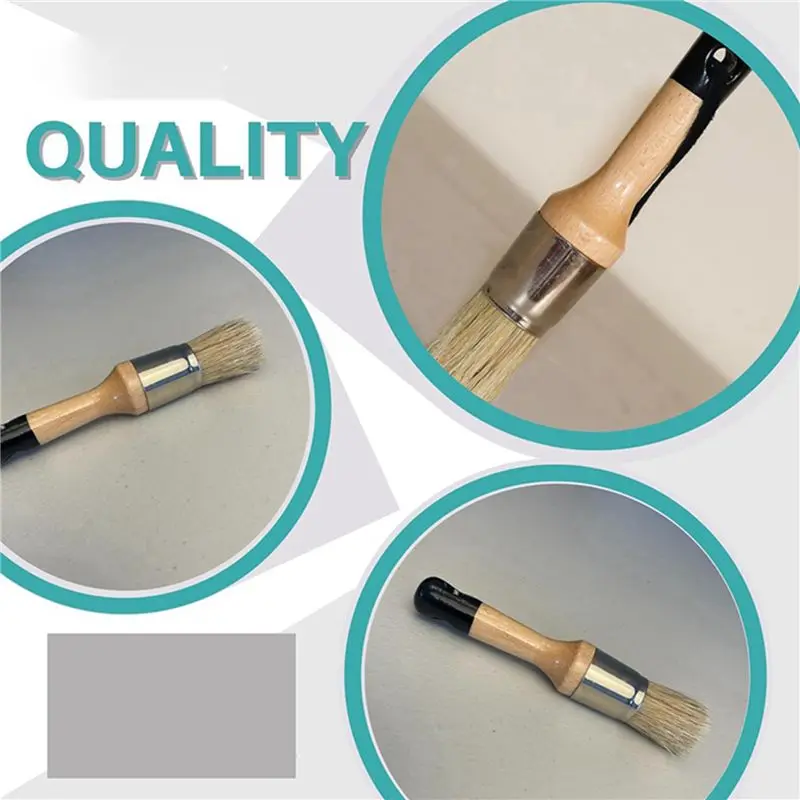 A01F-Chalk Wax Paint Brush - 4 Pcs 2 Round Paint Brush Furniture Painting 2 Oval Chalk Paint - Bristle Paint Brushes Set