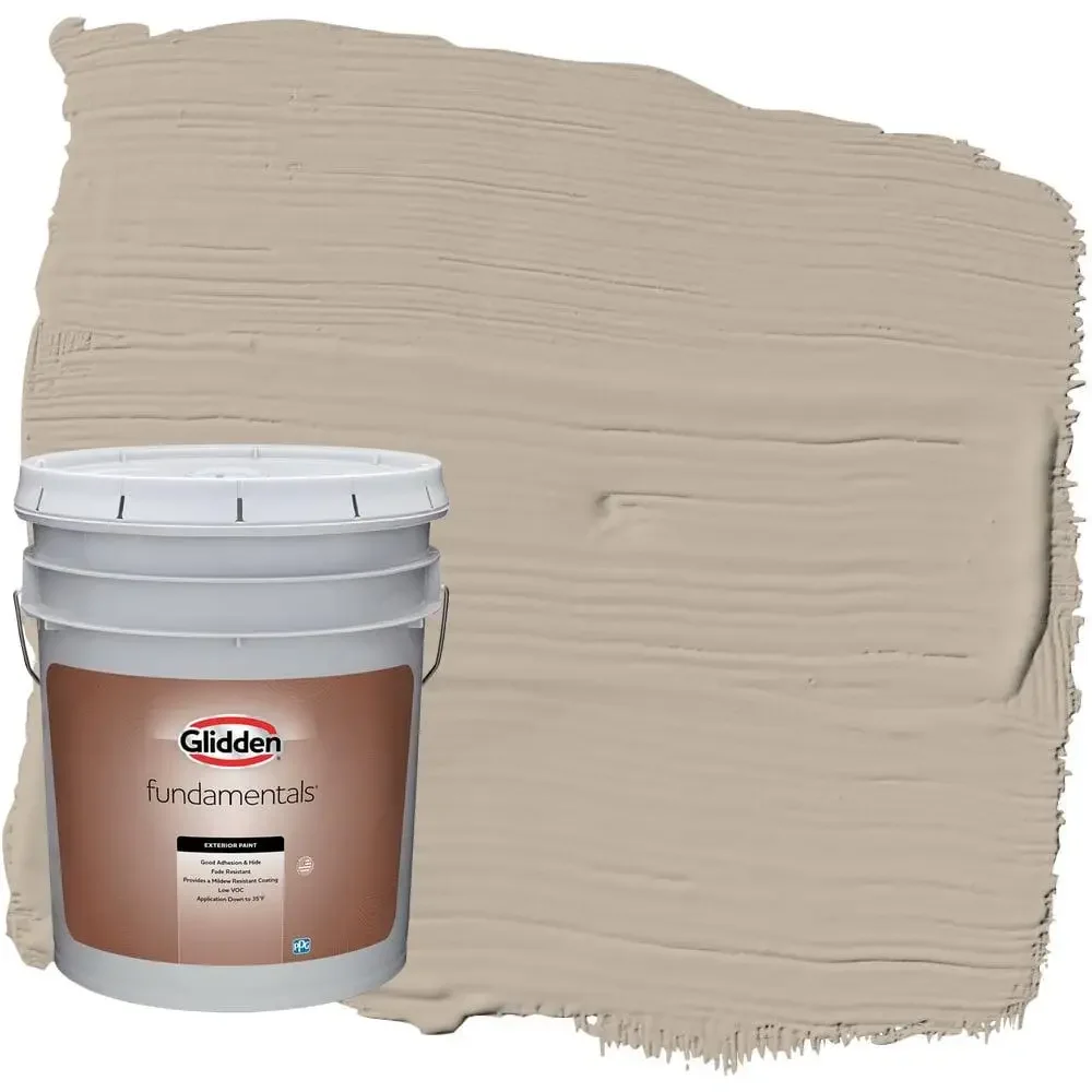 Exterior Paint Beige Semi-Gloss Gallons Fundamentals Low-VOC Adhesion Hide Fade Resistant Mildew Resistant Trim Rails Walls