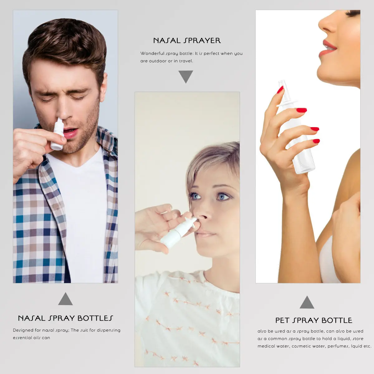 8Pcs Nasal Sprayer Transparent Pet Spray Bottles Portable Direct Spray Bottles for Rhinitis Essential Oils Liquid