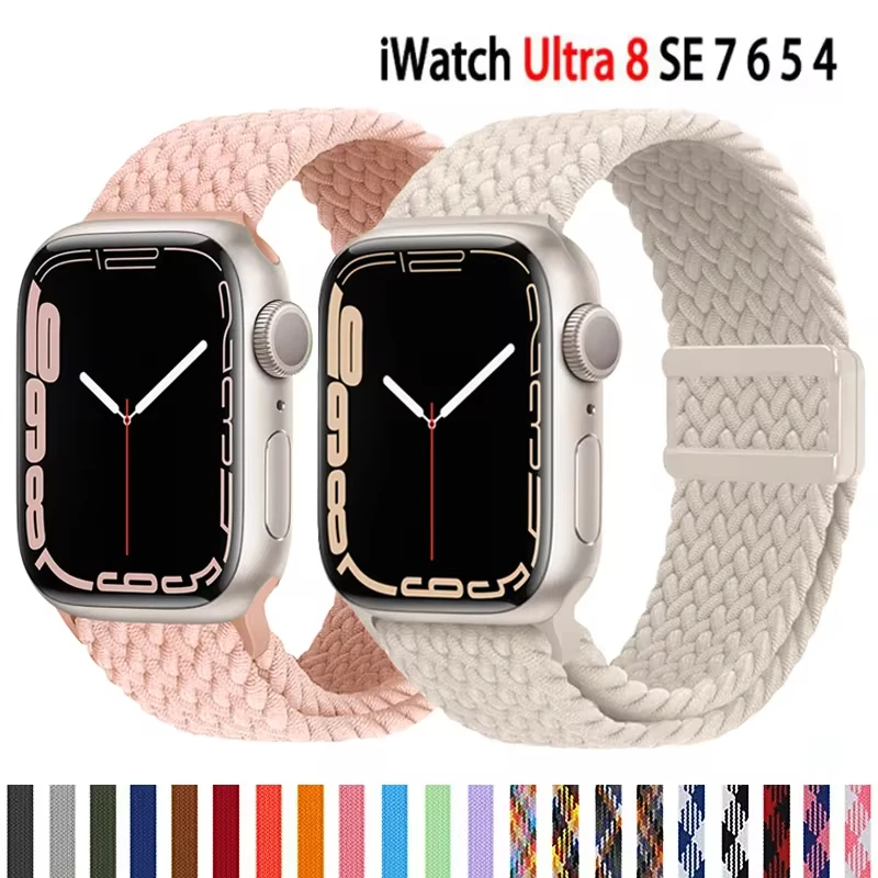 Braided Solo Loop Strap For Apple Watch Band 44mm 45mm 40mm 41mm 42mm 49mm Elastic Bracelet iWatch Series Ultra 2 3 SE 5 6 7 8 9