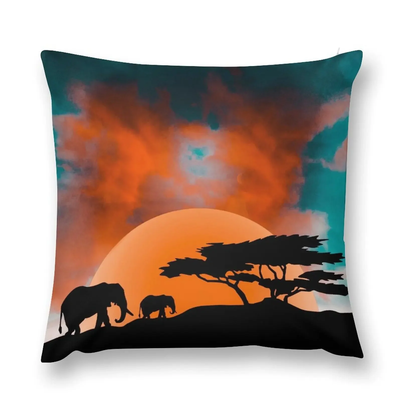 Elephants in the savannah Throw Pillow Sitting Cushion Luxury Cushion Cover Luxury Pillow Case pillow