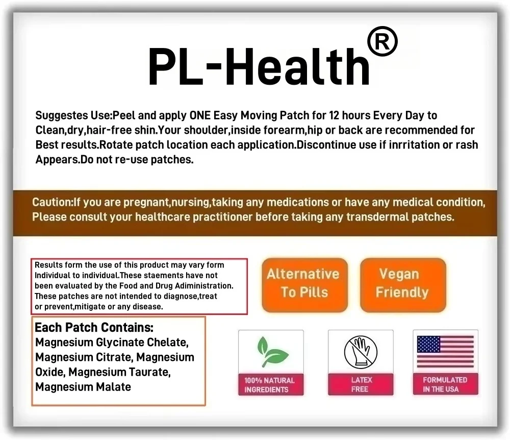 Patchs Transdermiques Complexes 5 en 1, 30 Patchs Magnésium Soulignés, Soutien Musculaire et Cardiaque