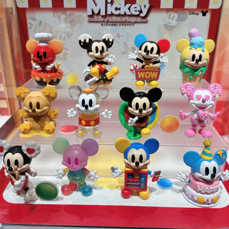 Boîte aveugle Disney Mickey Mouse série sans limites, jouets mignons et colorés, modèle de poupée fait à la main, ornement, cadeau d'anniversaire pour enfants