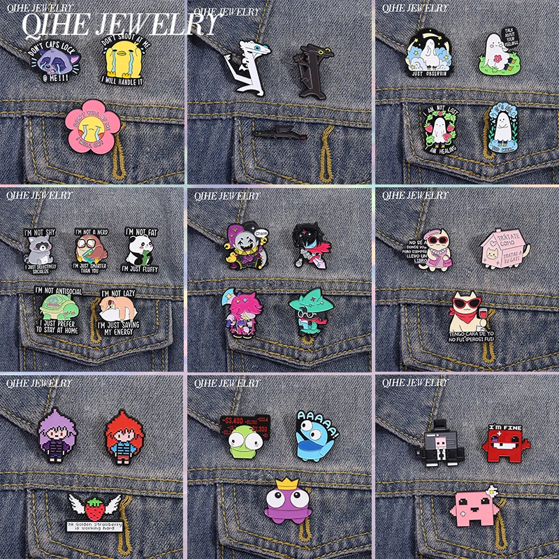 2-6 teile/satz Cartoon Action Abenteuer Spiel Charaktere Abzeichen Emaille Pins Anime Clown Puppe Spiel Pixel Figur Brosche Revers abzeichen Geschenk