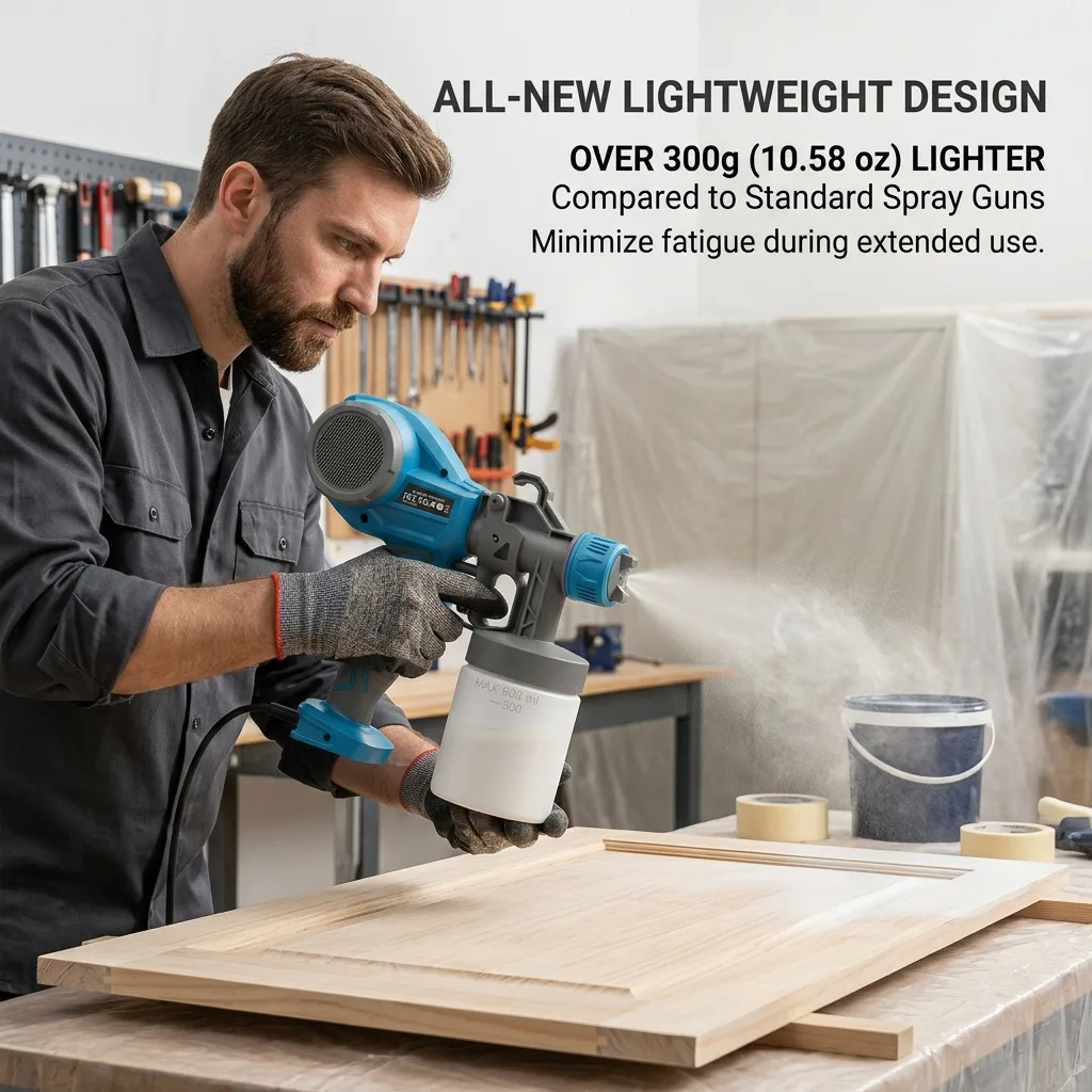 

Lightweight Paint Sprayer, Electric Paint Spray Gun,4 Nozzles & 3 Spray Patterns for Fences, Furniture, Cabinets & DIY