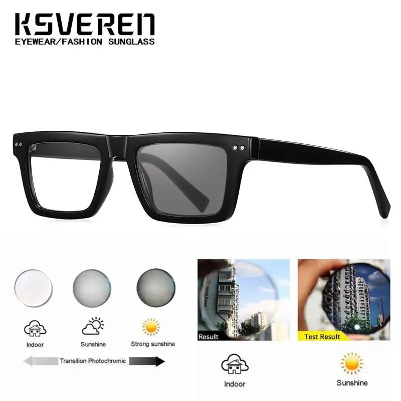 TR90 Ultra Light Square Photochromic Reading Glasses High Definition Optical Eyewear Women Men Fashion Prescription Glasses