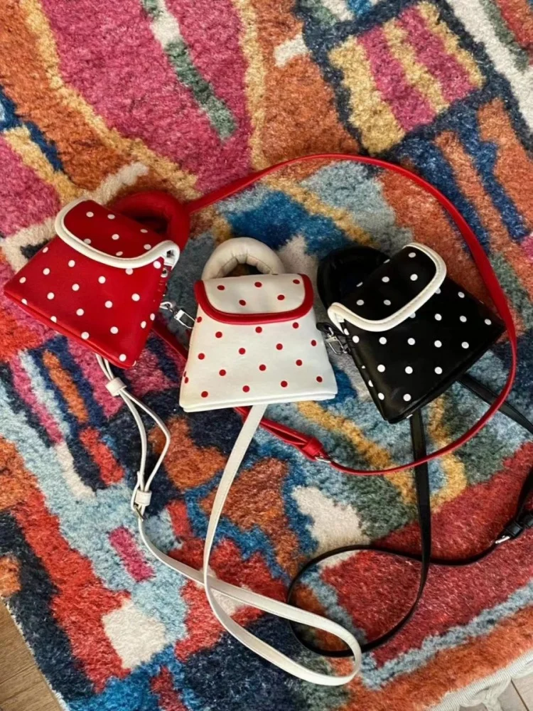 Cute Dots Pu Leather Small Bag Handbag Crossbody Bags Women Commute Shoulder Bag