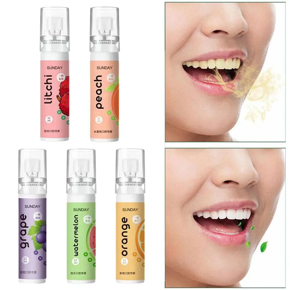 Fruit Flavor Oral Fresh Spray Peach Flavor Fragrance Remove Bad Breath Portable Mouth Spray Oral Odor Treatment Persistent Care