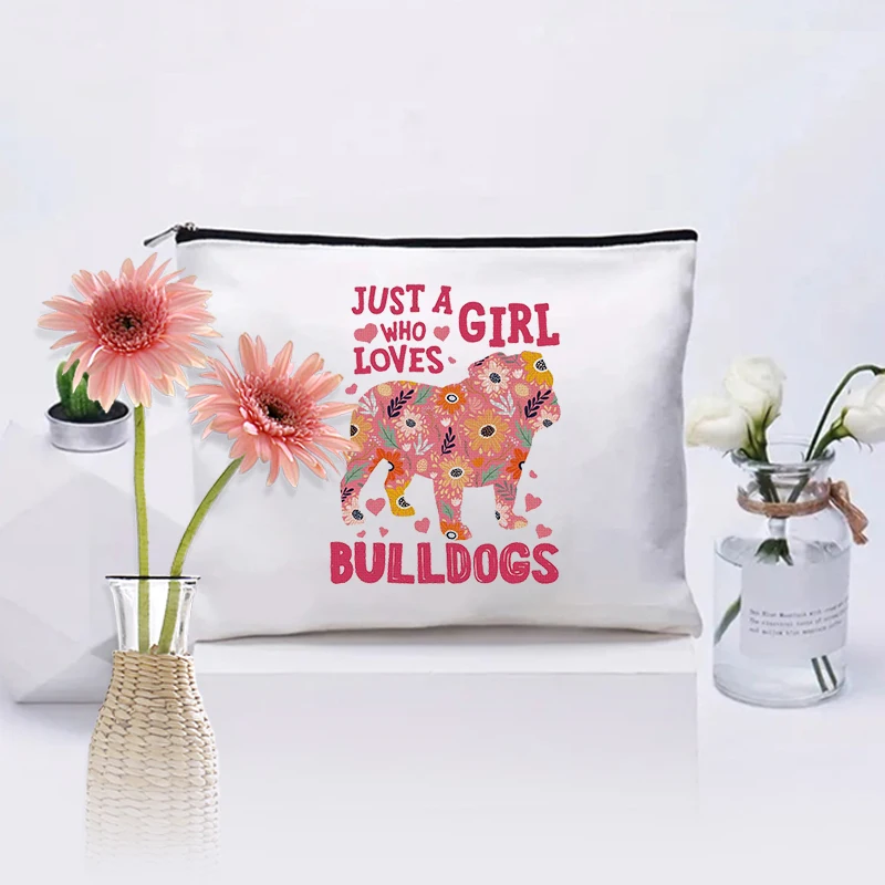 Bulldog Pattern Makeup Bag Gifts for Dog Lovers Women Cosmetic Case Bulldog Mom Gift Bag Organizer Toiletry Bags Pencil Case