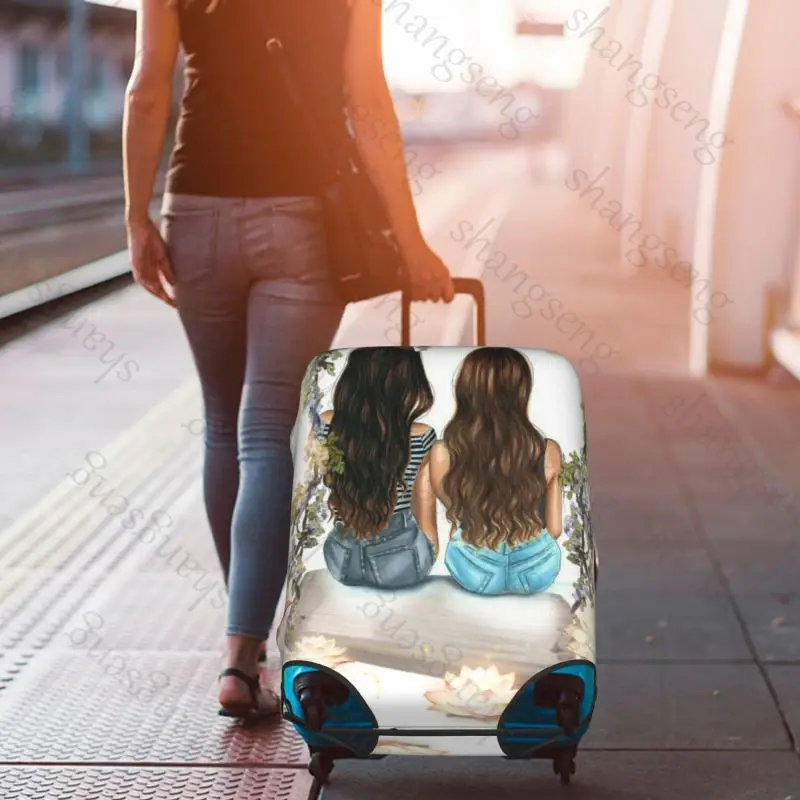 حقيبة واقية لحقيبة السفر للأخوات البنات اللطيفة، غطاء حماية مرن، غطاء أمتعة قابل للغسل، 18-32 بوصة #6