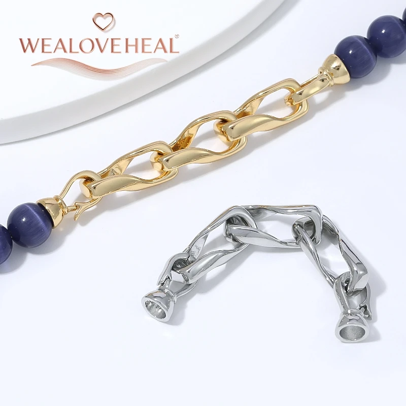 18K vergoldete Messingkette mit gedrehten Gliedern, Perlenverbindungsverschlüssen und Endkappen für DIY-Armband- und Halsketten-Schmuckherstellung. – Detail 15