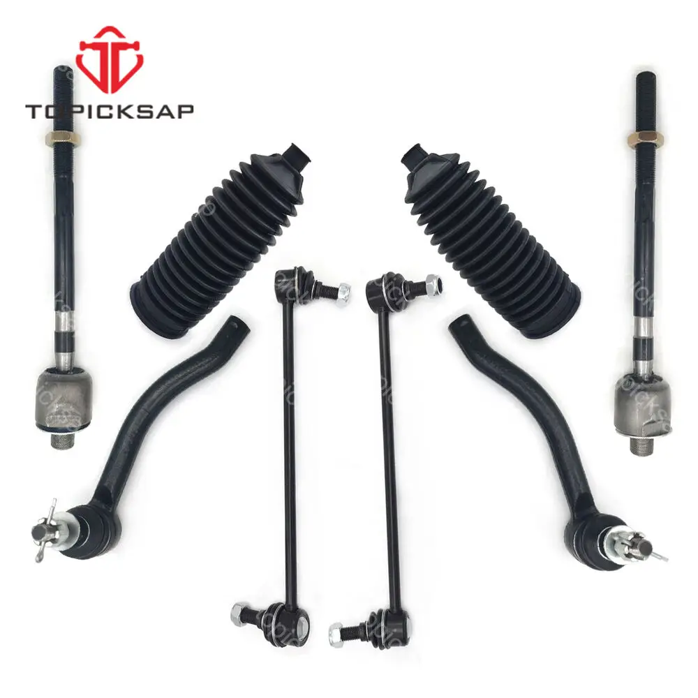 TOPICKSAP 8pcs Suspension Kit Inner & Outer Tie Rods & Sway Bar Links Boot Set for Nissan Murano II Z51 54618JD00A D86401AA0A
