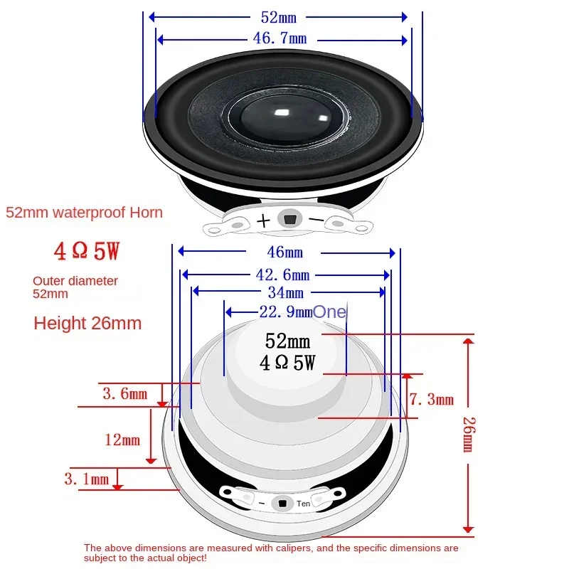 Round Single 52MM16 Core Dual Magnetic 4 Europe 5W Medium Bass Small Audio Speaker