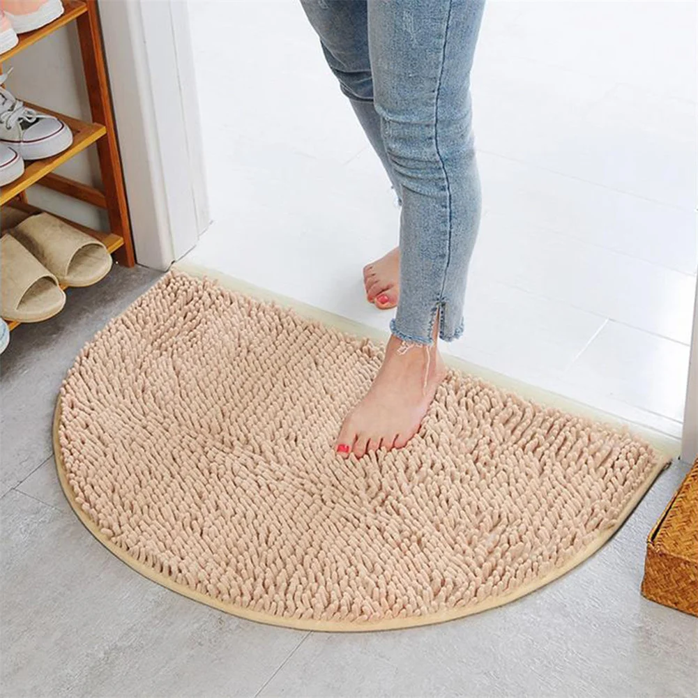 Non Slip Absorbent Bath Mat Anti-Skid Shaggy Chenille Bathroom Shower Rugs Semicircular Chenille Carpet 40*60cm Home Tool Parts