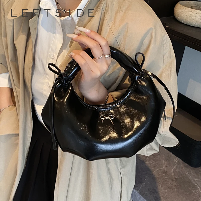 

LEFTSIDE Retro Small PU Leather Saddle Bag 2025 New Trendy Shoulder Bag Fashion Crossbody Bag Females Luxury Handbags and Purses