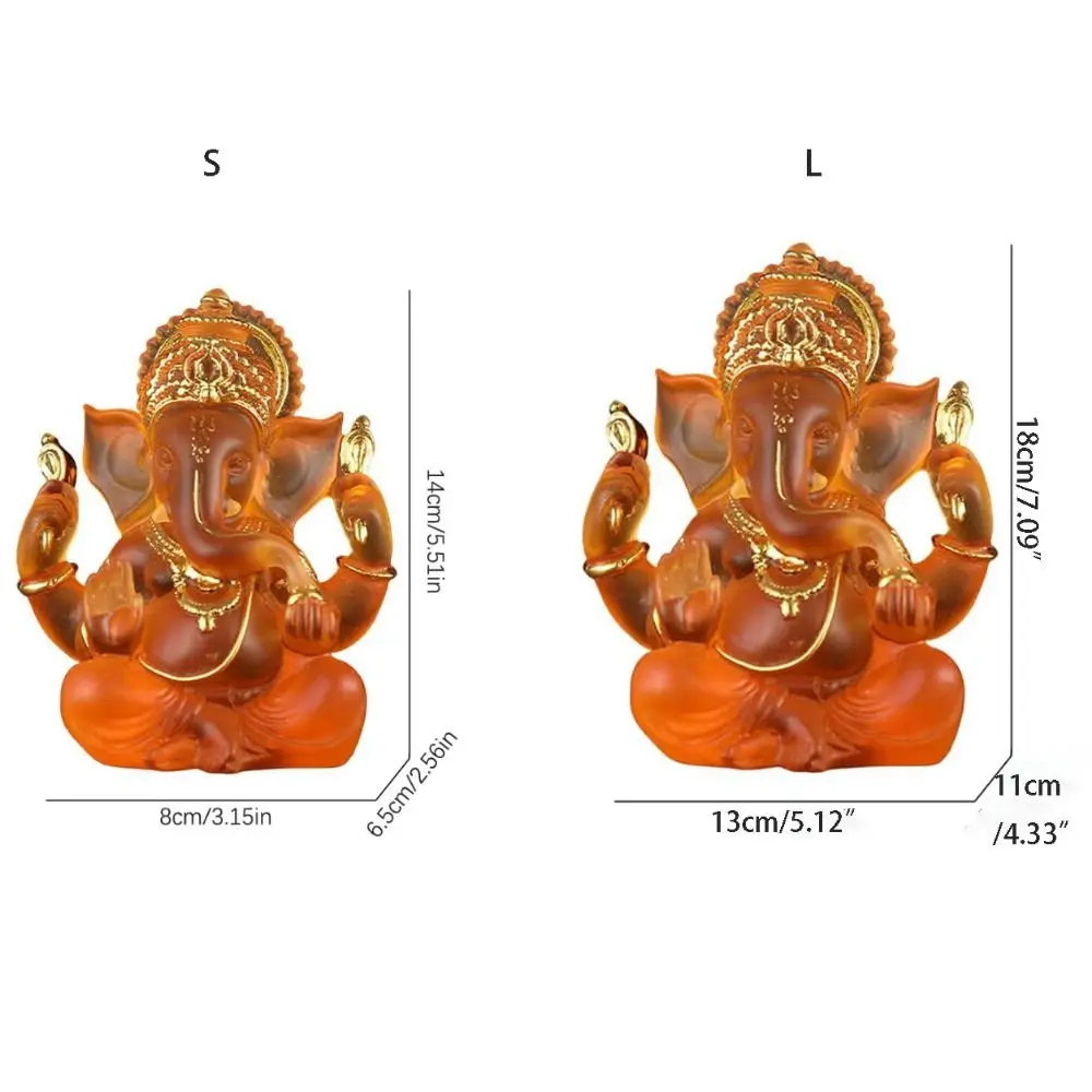 Clear Lord Ganesha Statue Elephant Hindu Sculpture Figurines Buddha Resin Crafts Home Garden Decoration Ornament