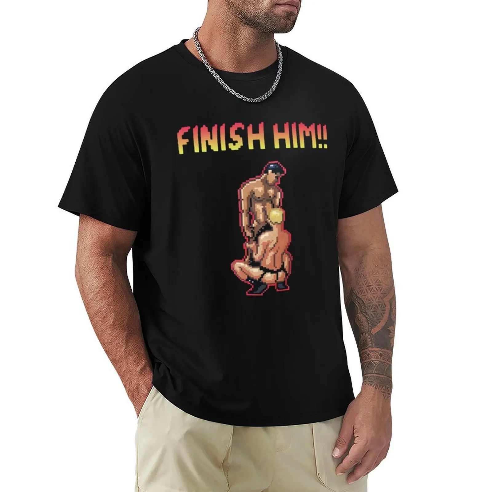 Finish Him Video T-Shirt Short sleeve tee blacks vintage clothes plain black t shirts men