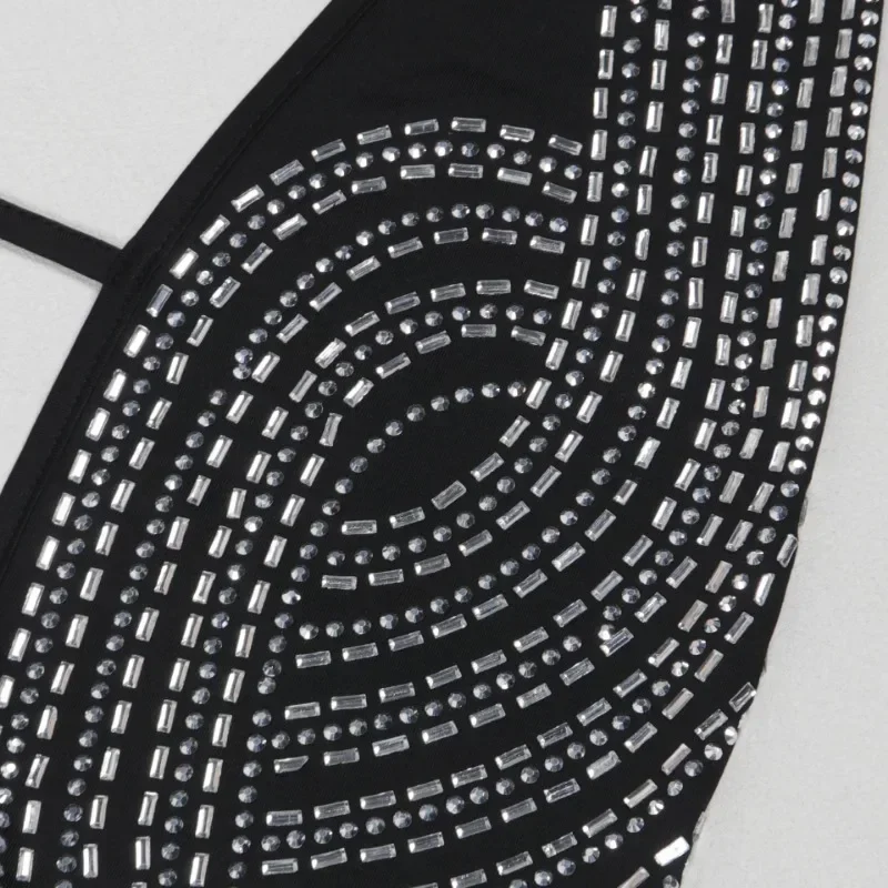 GUWU Women Diamonds Hot Rhinestones Patchwork Sexy Halter Backless Jumpsuits Streetwear Party Club One Piece Overall Rompers