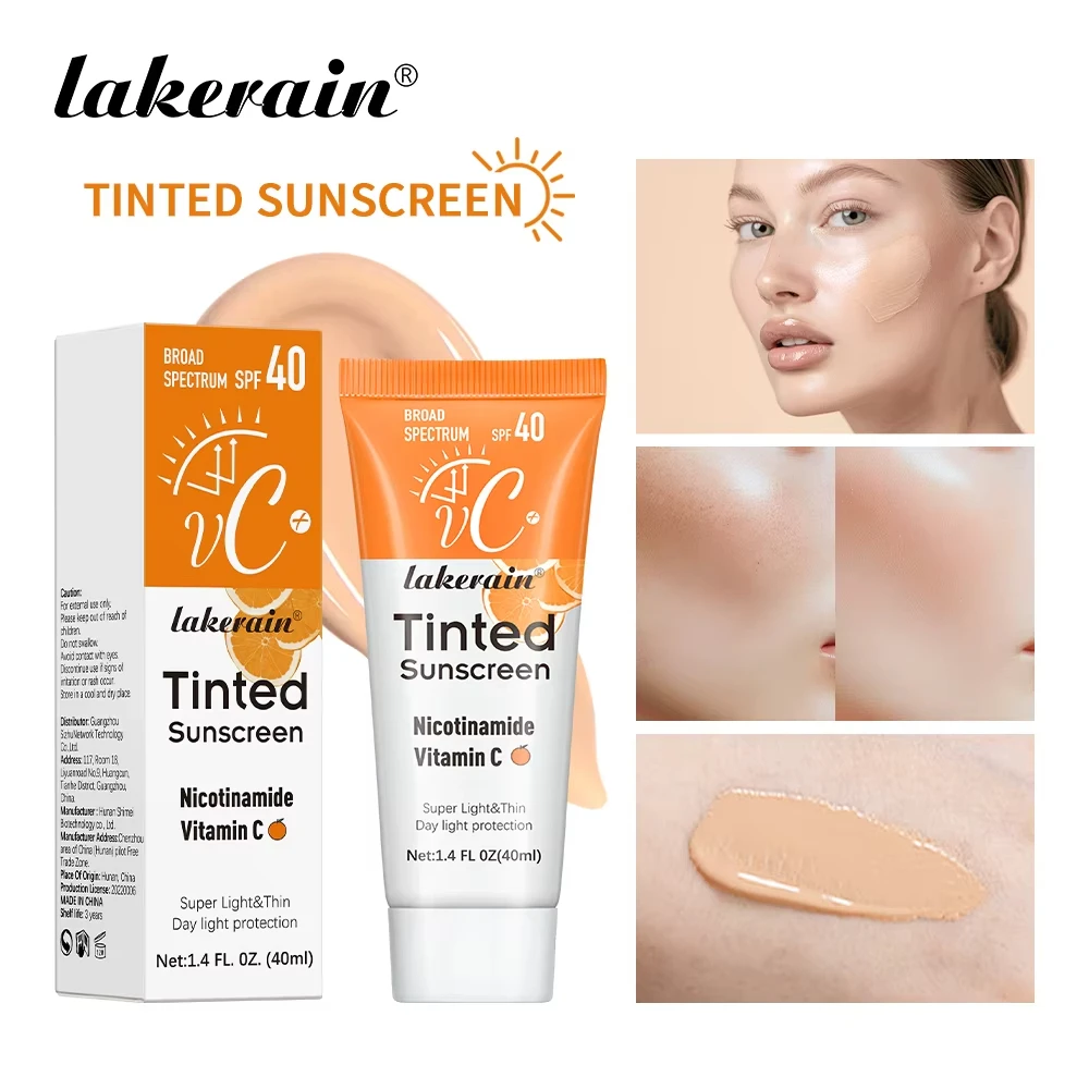 Vitamin C Tinted Sunscreen With SPF 40 Hydrating Mineral Sunscreen With Zinc Oxide & Titanium UV Protection Dioxide Healthy Glow