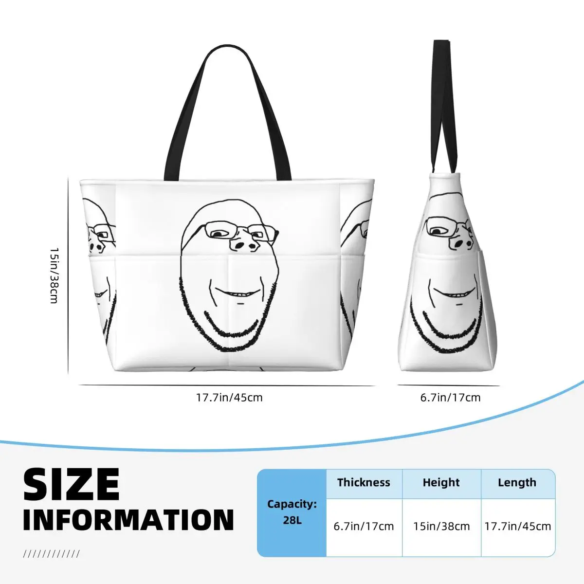 يبتسم صحي Wojak Soyjak حقيبة حمل على الشاطئ حقيبة رياضة رياضة اليوغا واق من المطر كبير حمل حقيبة المرأة حقيبة سفر حقيبة اللياقة البدنية #4