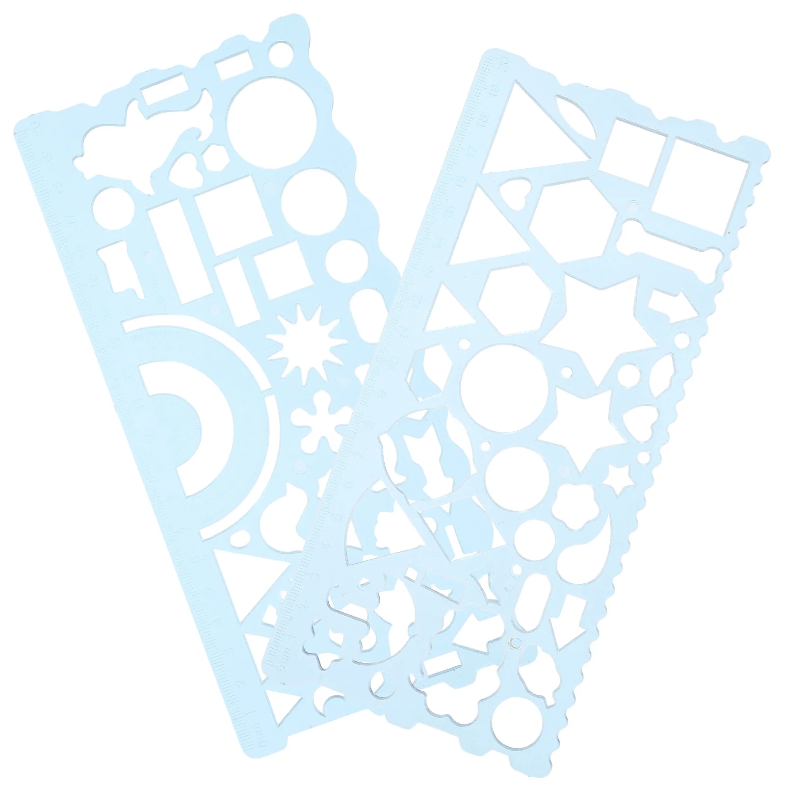 2Pcs Geometric Drawing Measuring Template Stencils Plastic Drawing Tools Multi Functional for Architecture School Office