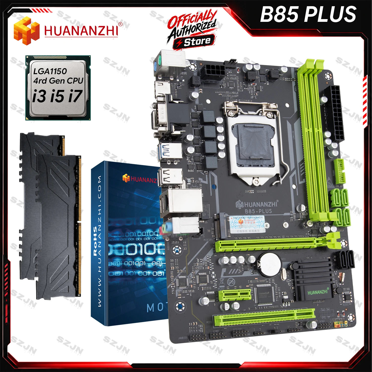 HUANANZHI B85 PLUS Motherboard-Set LGA1150 Intel Core I5 I7 CPU DDR3 RAM M.2 NVMe SATA3 Desktop-PC DIY Combo Mainboard