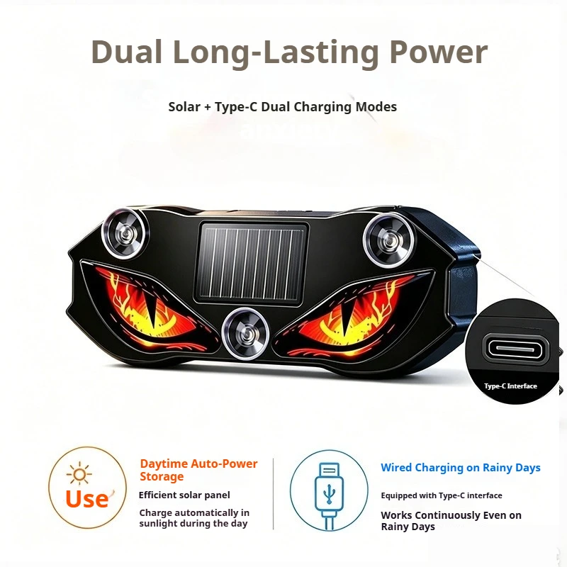 Car LED Wireless Solar Devil's Eye Triangle Window Decorative Light Car Atmosphere Wire Free Led Lights for Car