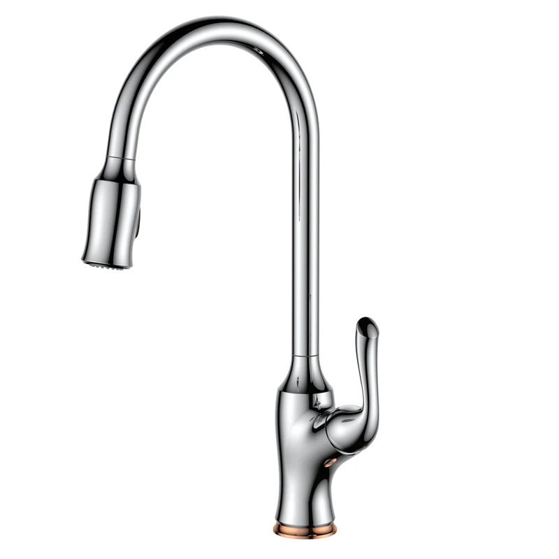 

Chrome kitchen hot and cold mixer basin sink faucet pull out kitchen sink faucet countertop installation.