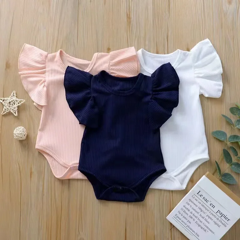 0-24M Baby Girl Flare Sleeve Romper Jumpsuit Summer Outfit