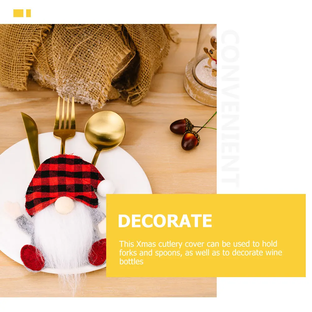 3 قطعة عيد الميلاد جنوم أصحاب أدوات المائدة الفضيات ديكور عيد الميلاد عشاء أدوات المائدة أكياس حامل أدوات المائدة حامل الفضيات للحزب #6