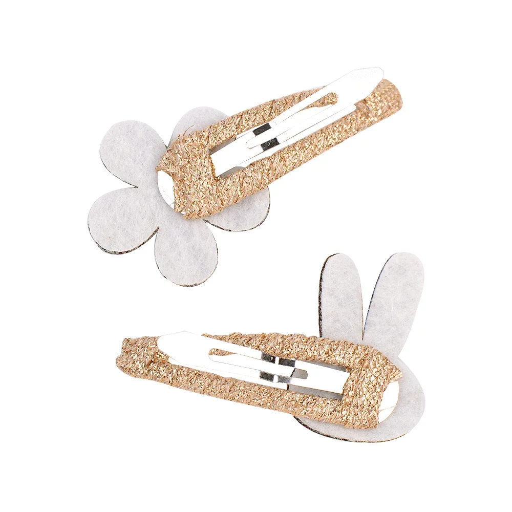 2Pcs/Set Sweet BB Glitter Hairpins for Baby Girls Rabbit Flower Hair Clips Barrettes Headwear Fashion Kids Hair Accessories