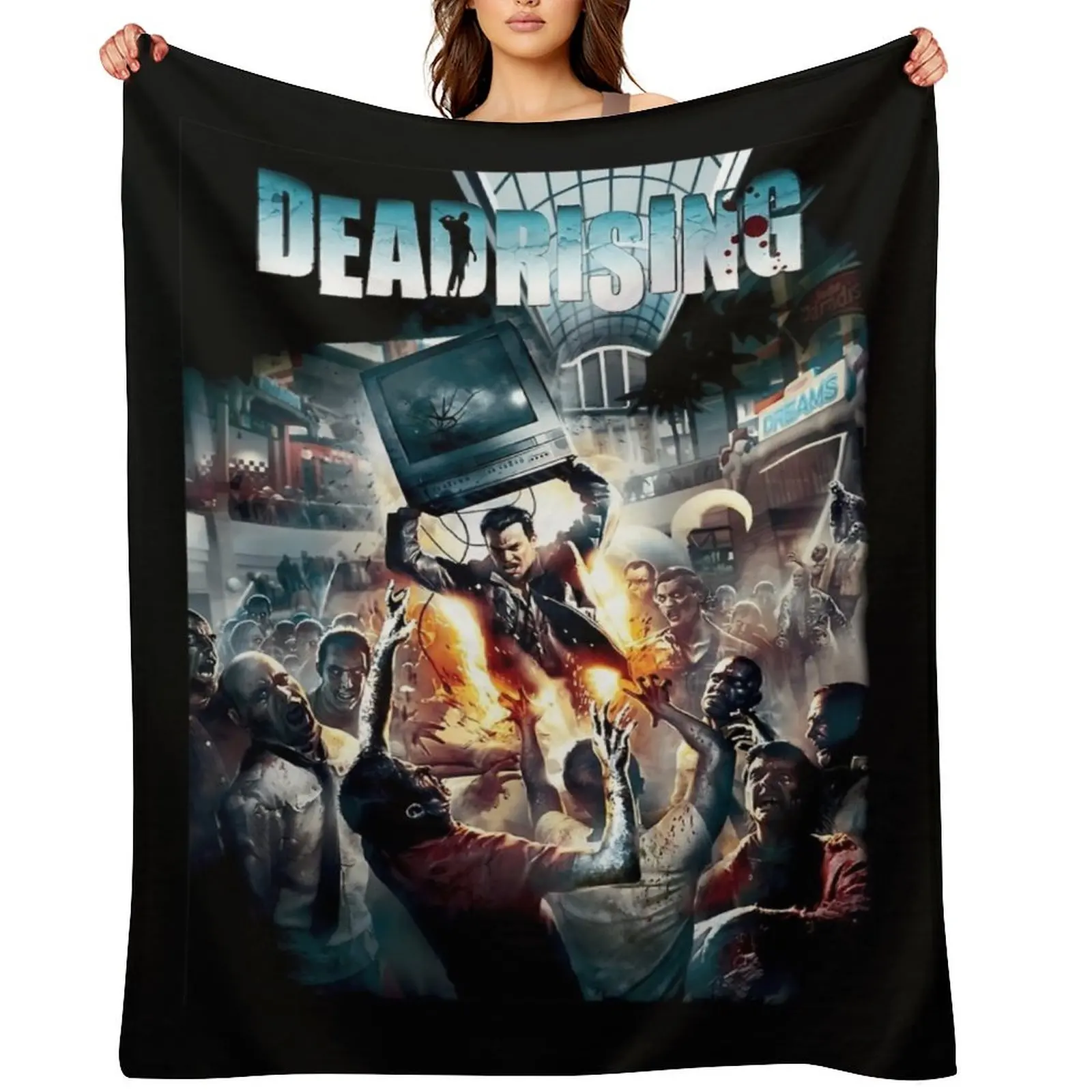 

Dead rising poster \t Throw Blanket Thermals For Travel Shaggy warm winter cosplay anime Blankets