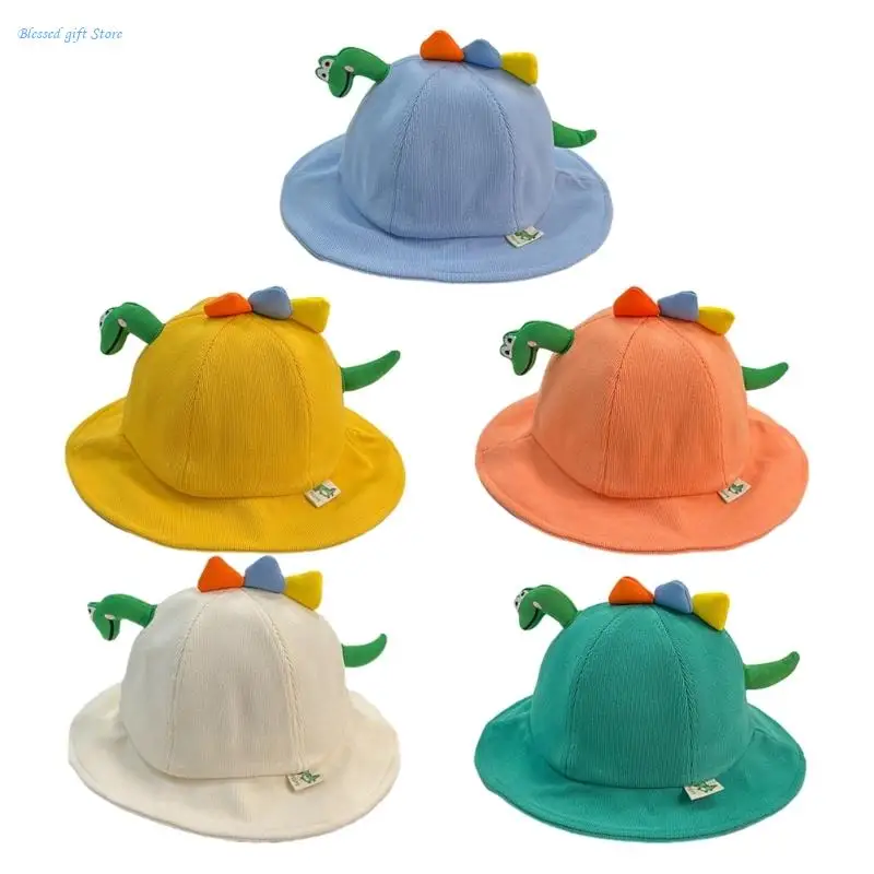 Outdoor Travel Sun Protections Hat Fisherman Hat for Infant Toddler Baby Spring Big Brim Caps Cartoon Dinosaur Basin Hat