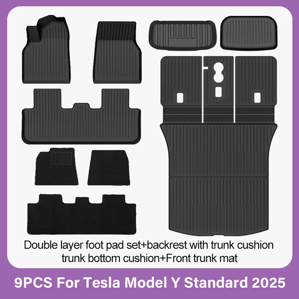 TPE-Fußmatten für Tesla Neues Modell Y Standard 2025 2026 Wasserdichte Gepäckraum-Matten Allwetter-Vollset Fußmatten Modell Y Kofferraummatten