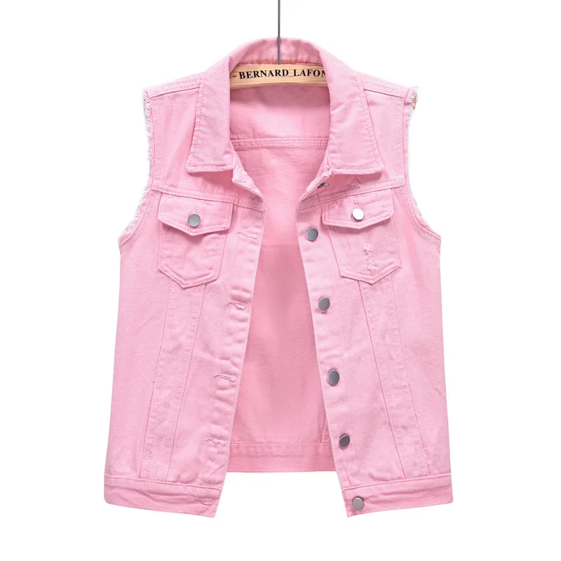 

Women's Slim Fit Denim Vest Summer Trend Ripped Sleeveless Camisole Fringed Short Style Top for Slimming Effect