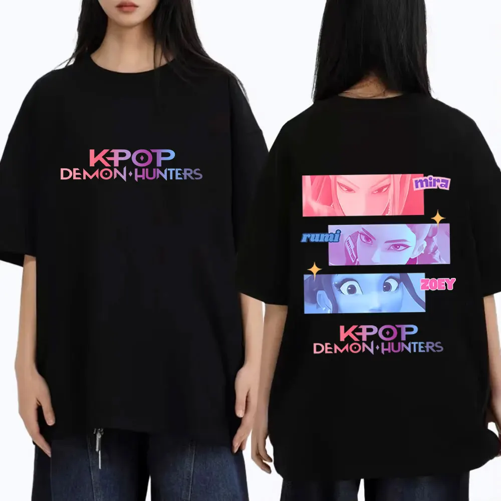 

Movie KPop Demon Hunters Rumi Mira Zoey Graphic T Shirts Summer Men Women Fashion Casual Soft Cotton T-shirt Cartoon Fans Gift