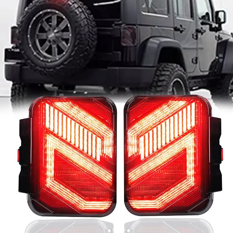 

For 2007-2018 Jeep Wrangler JK Rear LED 3D Cover Tail Lights W/Brake Reverse Turn Lamp