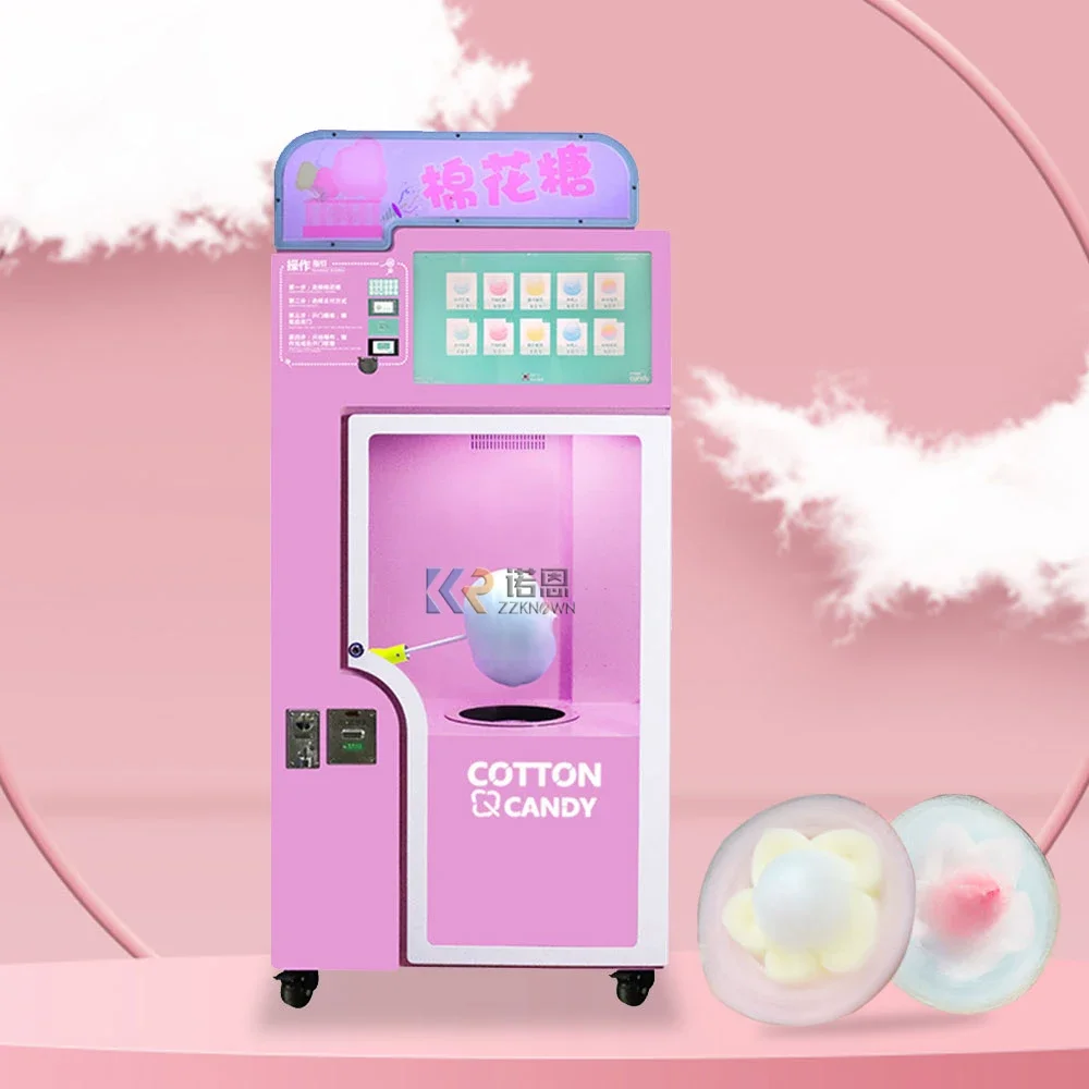 Hot salesFactory High Quality Commercial Latest Colorful Clouds Roll Pink Floss Flower Automatic Cotton Candy Making Vending Mac