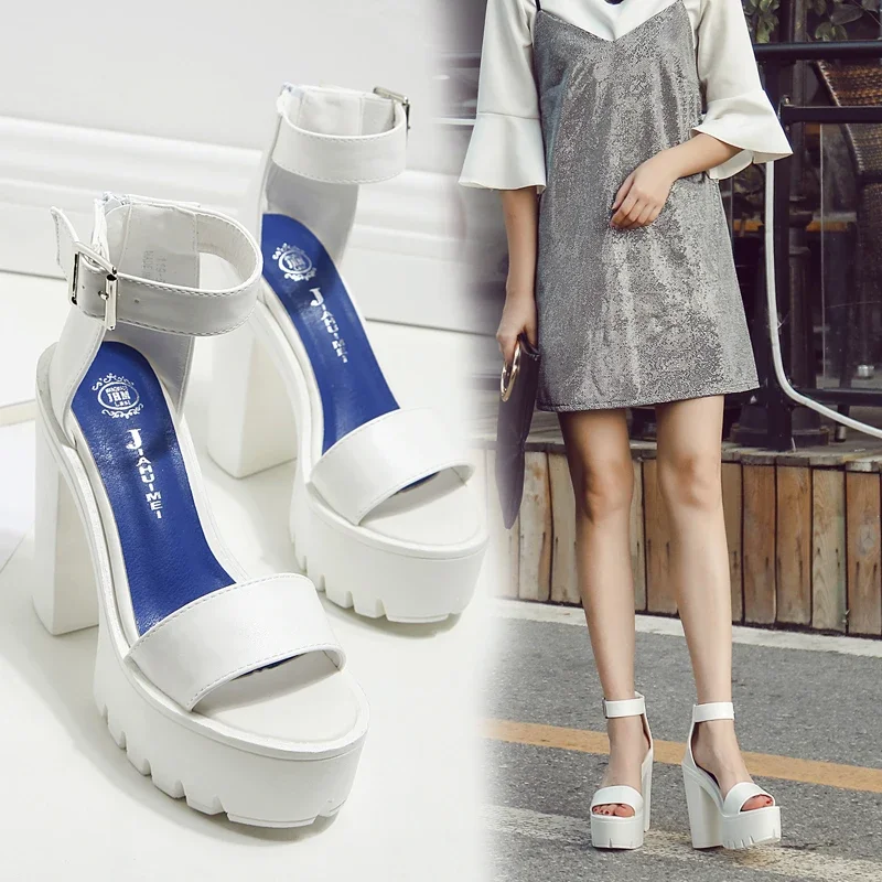 European nightclubs dj bar singer ds performance shoes cross belt 13cm thick super high heel waterproof platform sandals