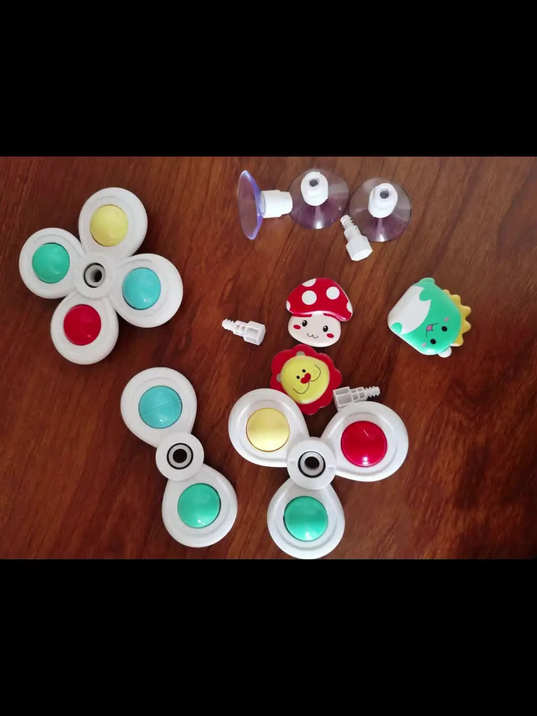 Ventosa Spinning Brinquedos para crianças, Cartoon Animal Spinner Bandeja de cadeira alta para janela Mesa de banho Presente de viagem para crianças 3 peças por conjunto