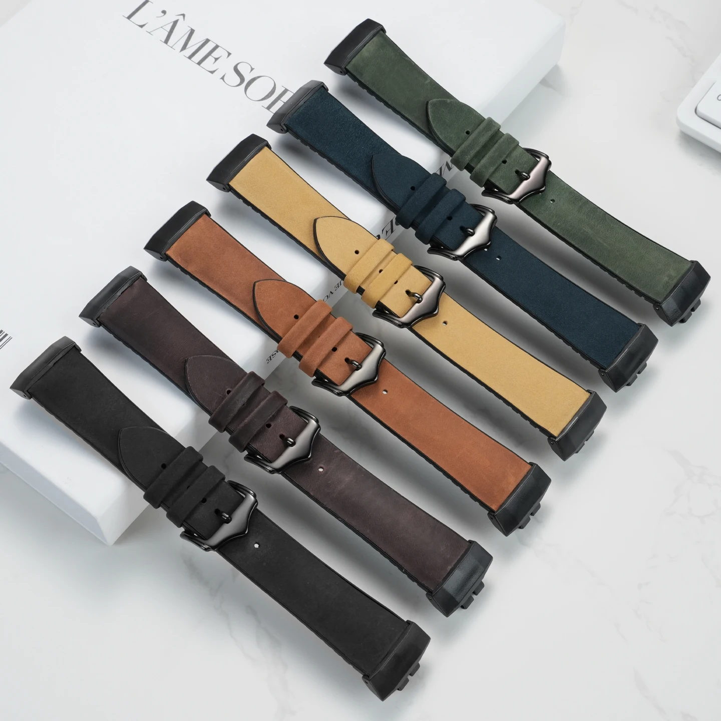 GBD-200 Cowhide Watchband for Casio GBD-200-1 A GBD-200RD-4 series Waterproof silicone bottom men's Bracelet with adapter strap