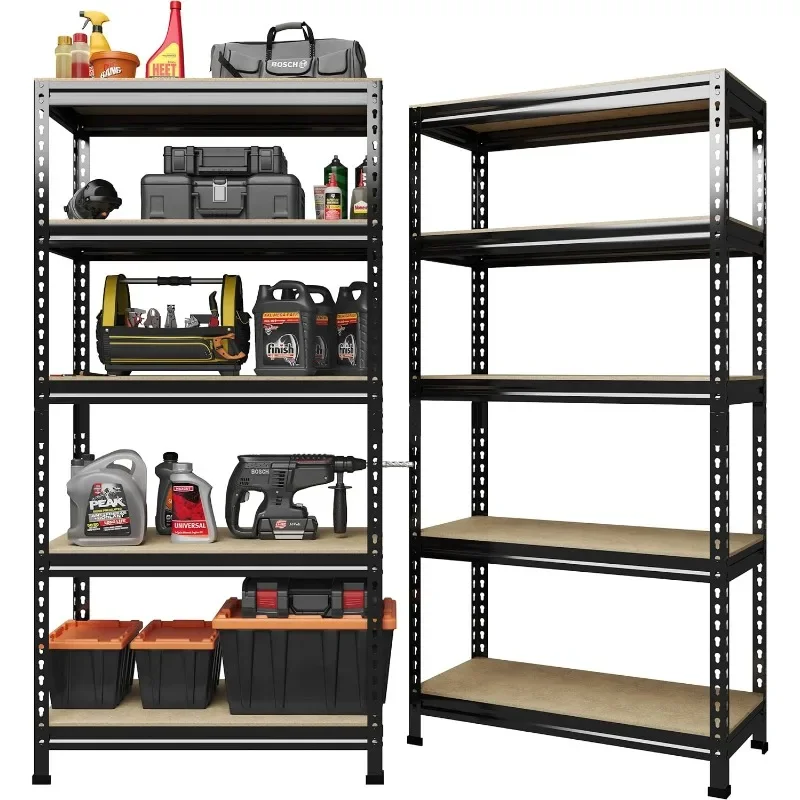 

PrimeZone 32"W x 16"D x 63" H Storage Shelves - 2 Pack 5 Tier Adjustable Garage Storage Shelving, Heavy Duty Metal Storage