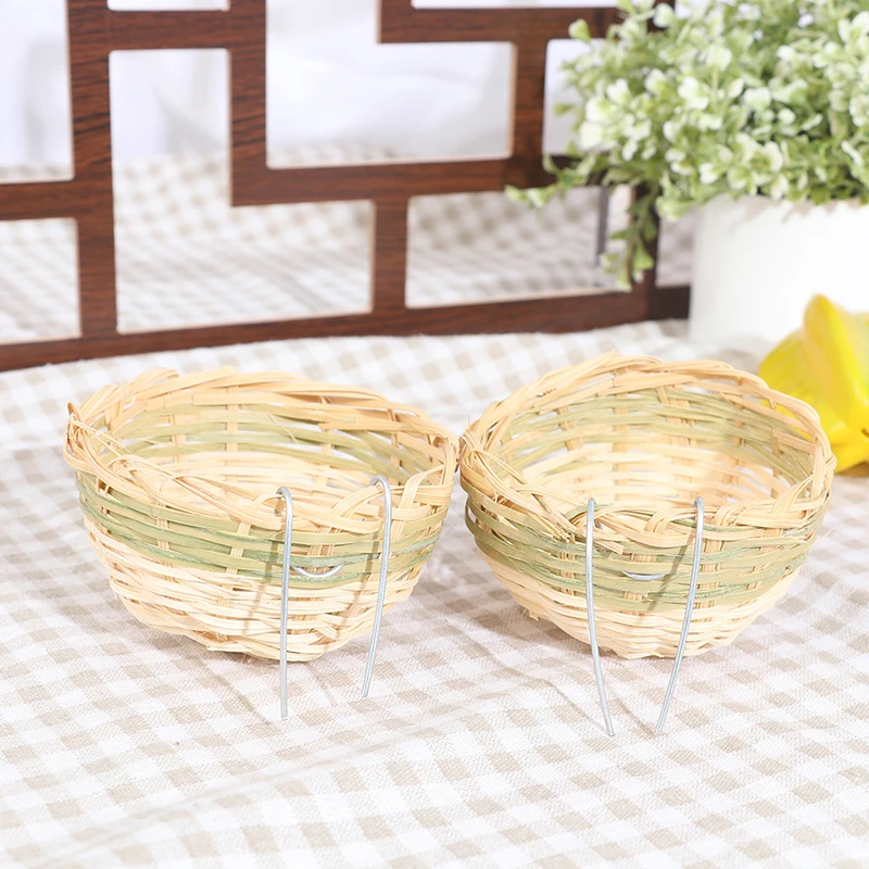 6pcs Handmade Bamboo Bird Breeding Nest Bed for Parakeet Canary Finch Swallow