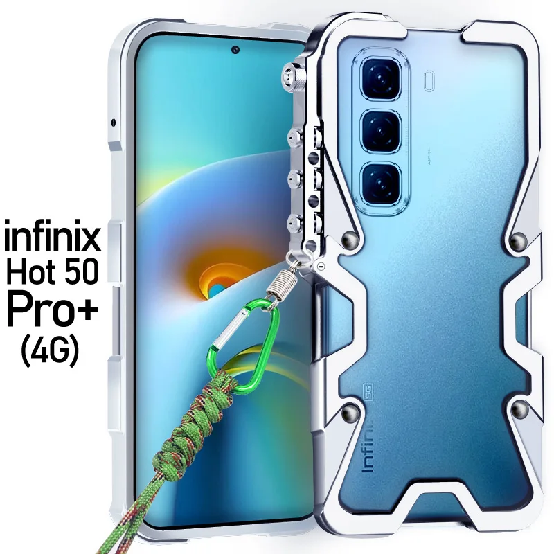 

Luxury aluminum alloy hollow heat dissipation Phone Case For Infinix Hot 50 Pro Plus 4G 6.78 inch Fall prevention Back Cove