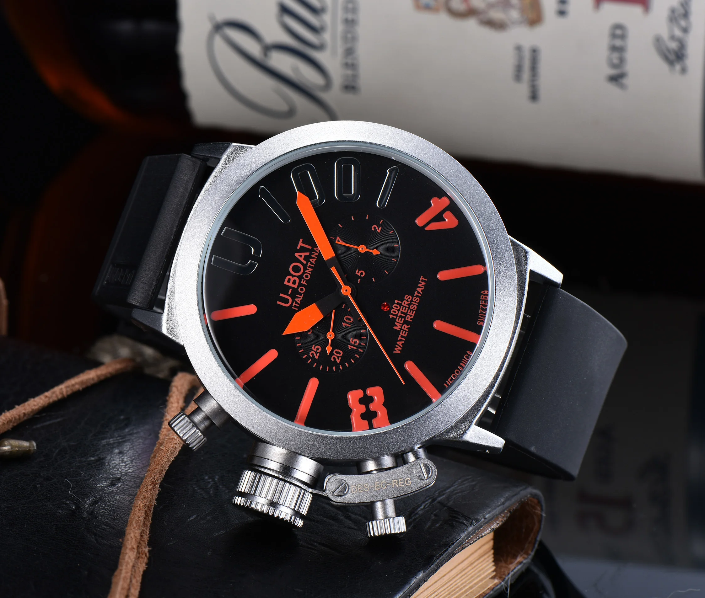 U-BOAT Italo Fontana Quartz Chronograph Watch Men's 44mm Silicone